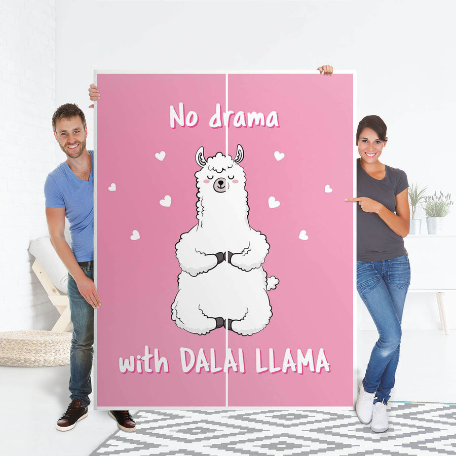 Möbel Klebefolie Dalai Llama - IKEA Pax Schrank 201 cm Höhe - Schiebetür 75 cm - Folie