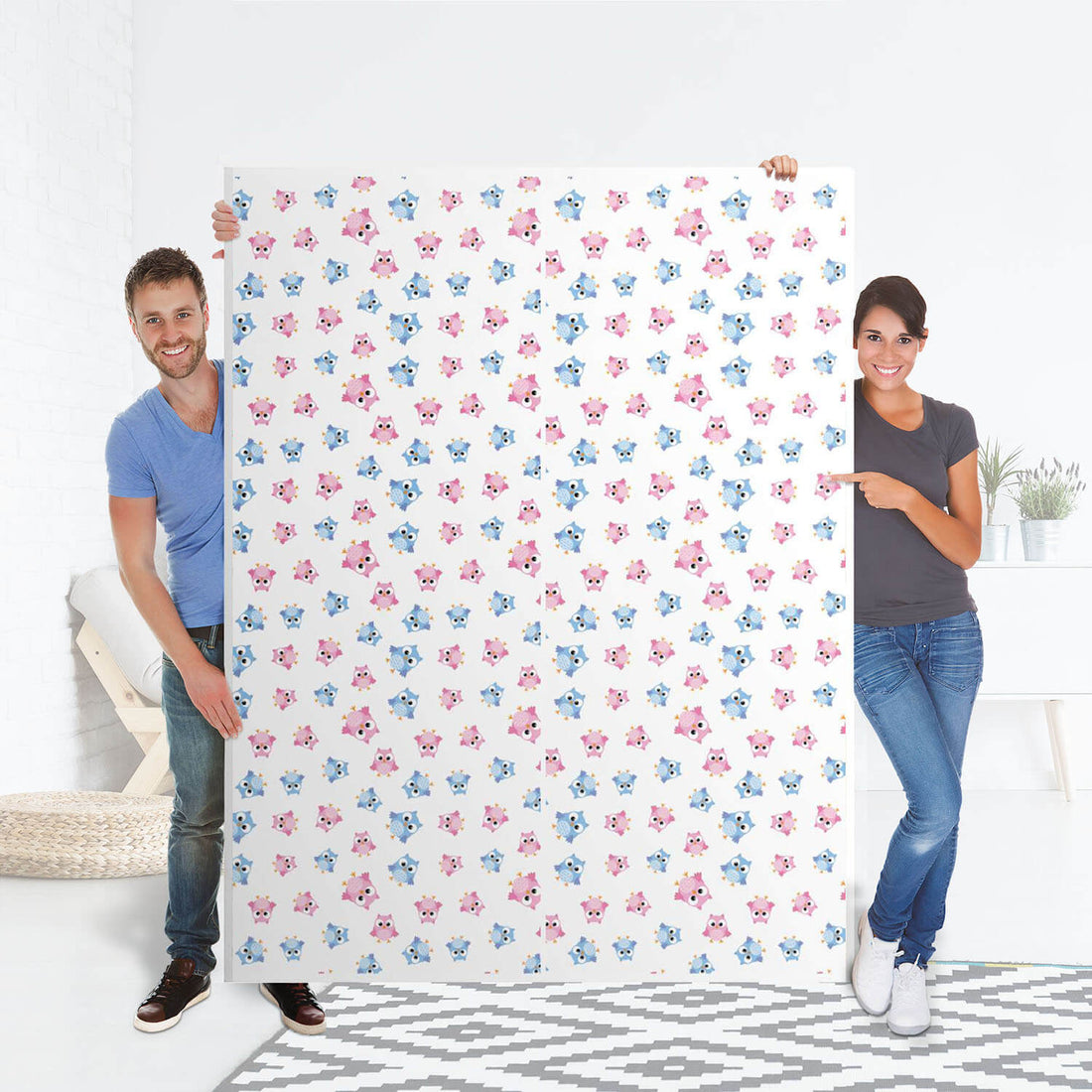Möbel Klebefolie Eulenparty - IKEA Pax Schrank 201 cm Höhe - Schiebetür 75 cm - Folie