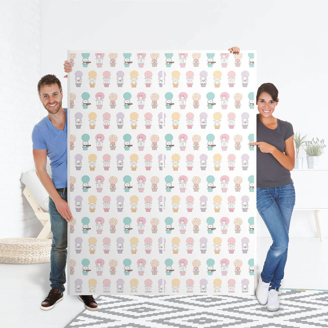 Möbel Klebefolie Flying Animals - IKEA Pax Schrank 201 cm Höhe - Schiebetür 75 cm - Folie