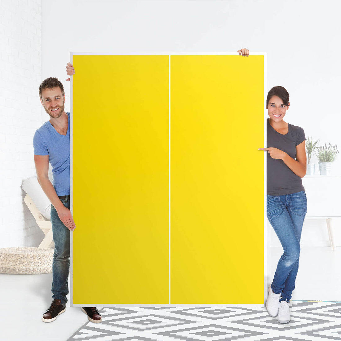Möbel Klebefolie Gelb Dark - IKEA Pax Schrank 201 cm Höhe - Schiebetür 75 cm - Folie