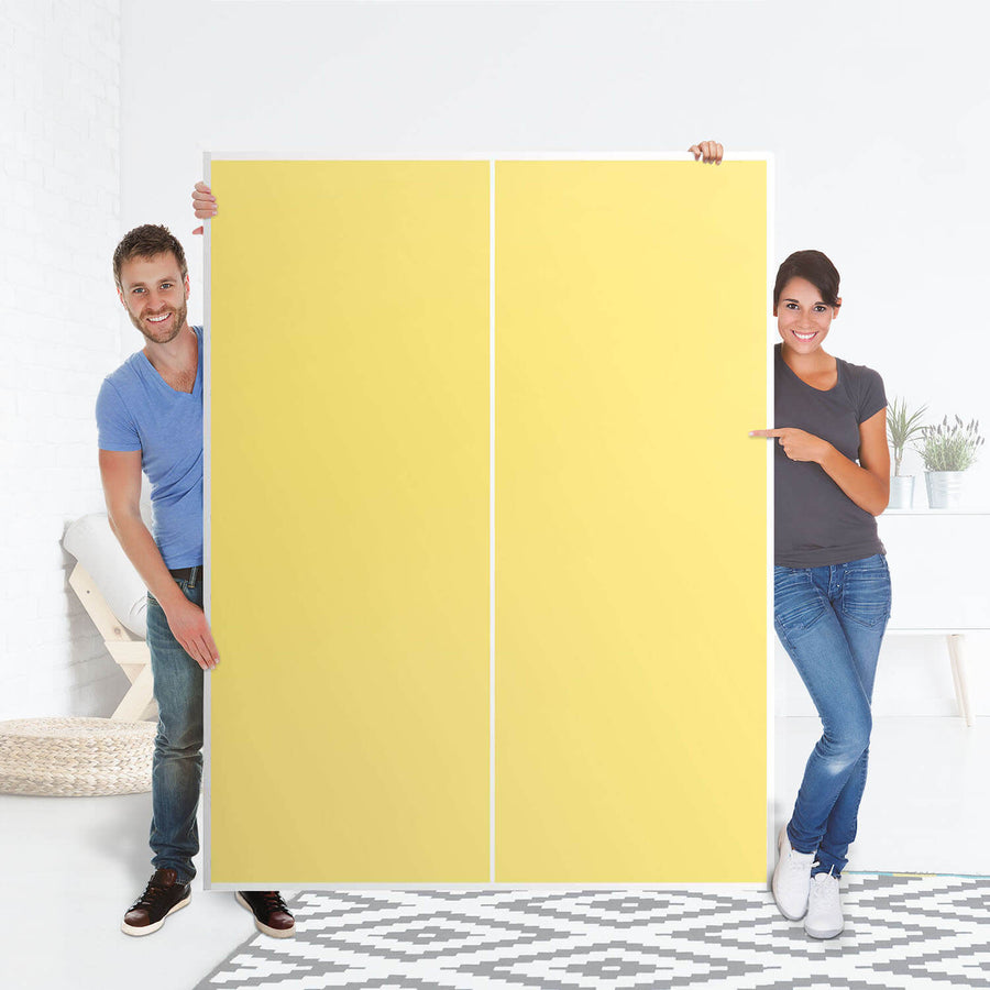 Möbel Klebefolie Gelb Light - IKEA Pax Schrank 201 cm Höhe - Schiebetür 75 cm - Folie