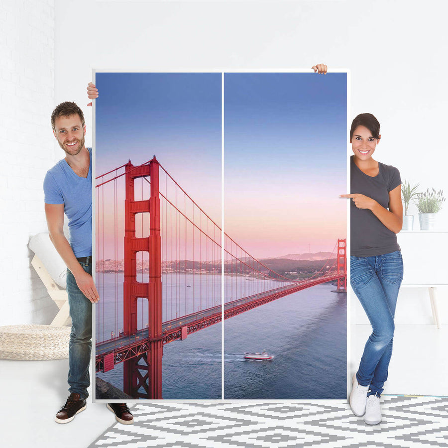 Möbel Klebefolie Golden Gate - IKEA Pax Schrank 201 cm Höhe - Schiebetür 75 cm - Folie