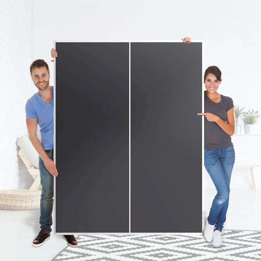 Möbel Klebefolie Grau Dark - IKEA Pax Schrank 201 cm Höhe - Schiebetür 75 cm - Folie