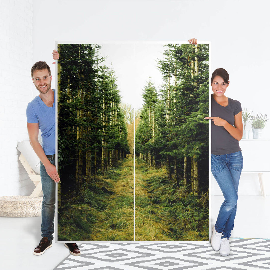 Möbel Klebefolie Green Alley - IKEA Pax Schrank 201 cm Höhe - Schiebetür 75 cm - Folie