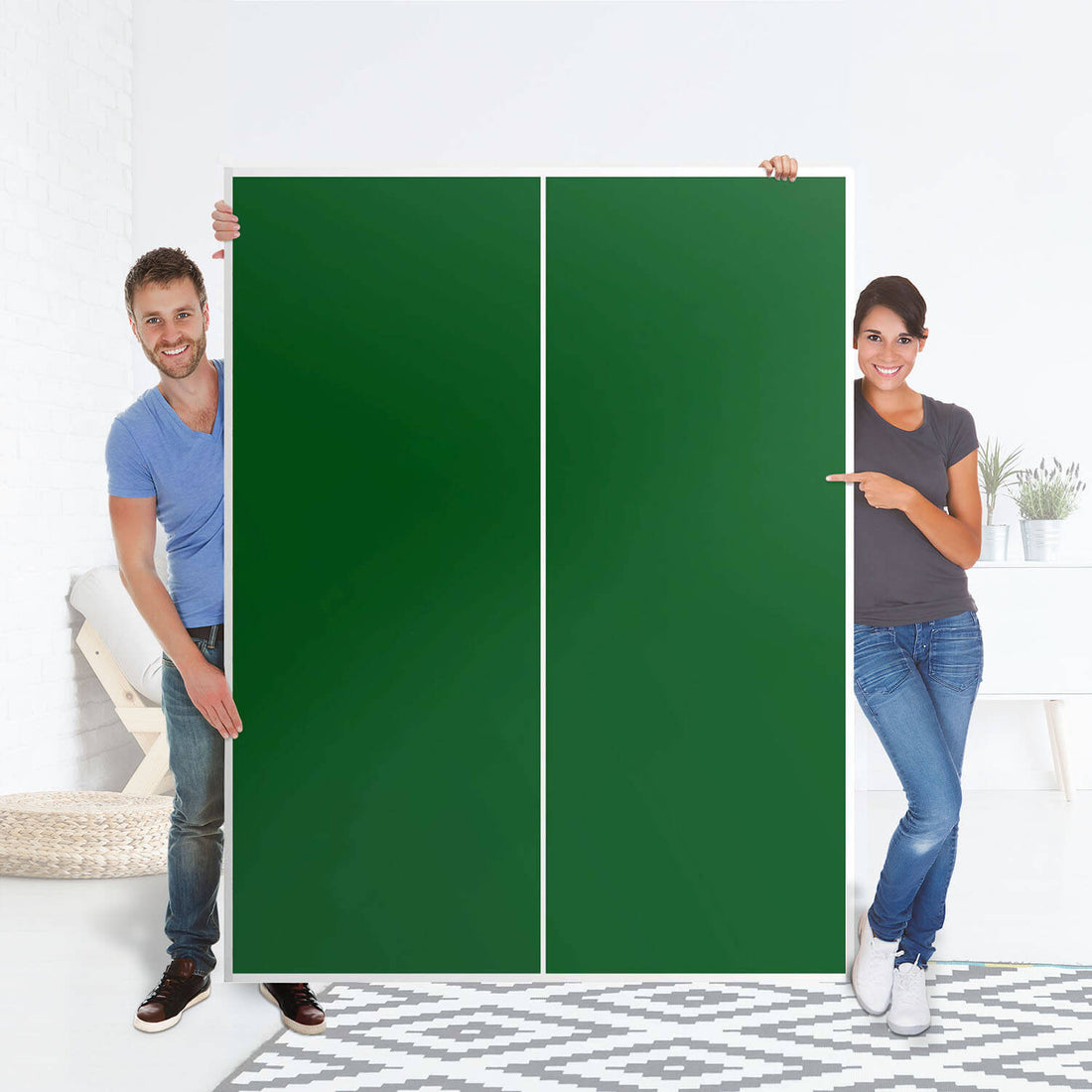 Möbel Klebefolie Grün Dark - IKEA Pax Schrank 201 cm Höhe - Schiebetür 75 cm - Folie