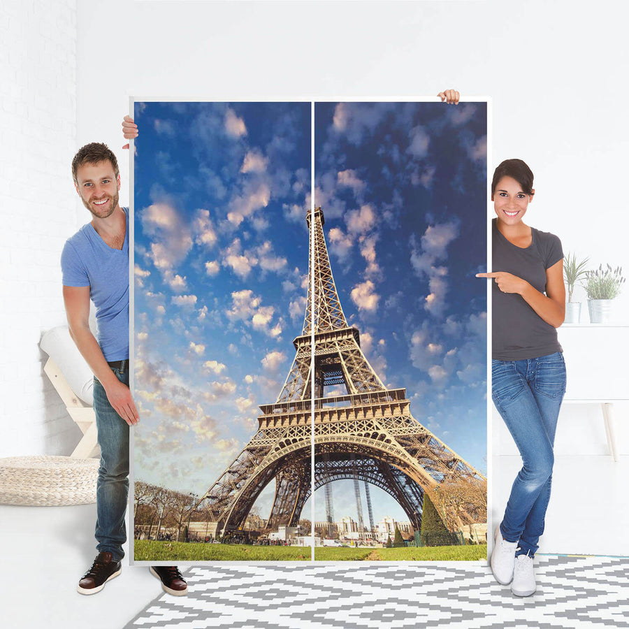 Möbel Klebefolie La Tour Eiffel - IKEA Pax Schrank 201 cm Höhe - Schiebetür 75 cm - Folie
