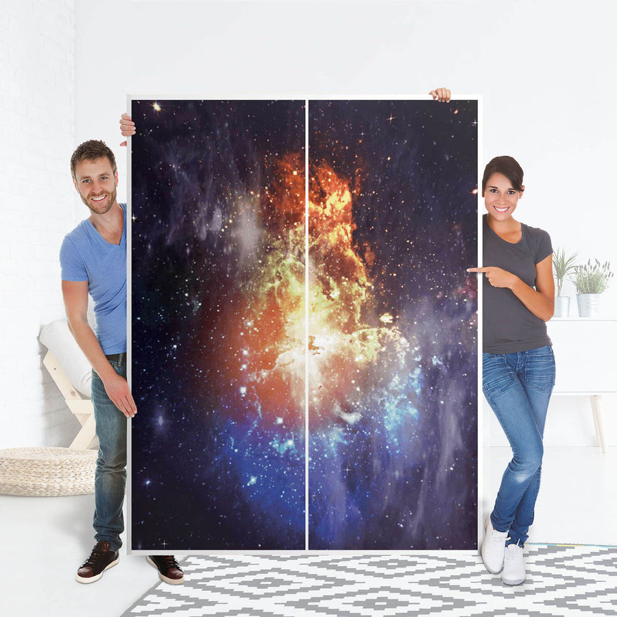 Möbel Klebefolie Nebula - IKEA Pax Schrank 201 cm Höhe - Schiebetür 75 cm - Folie