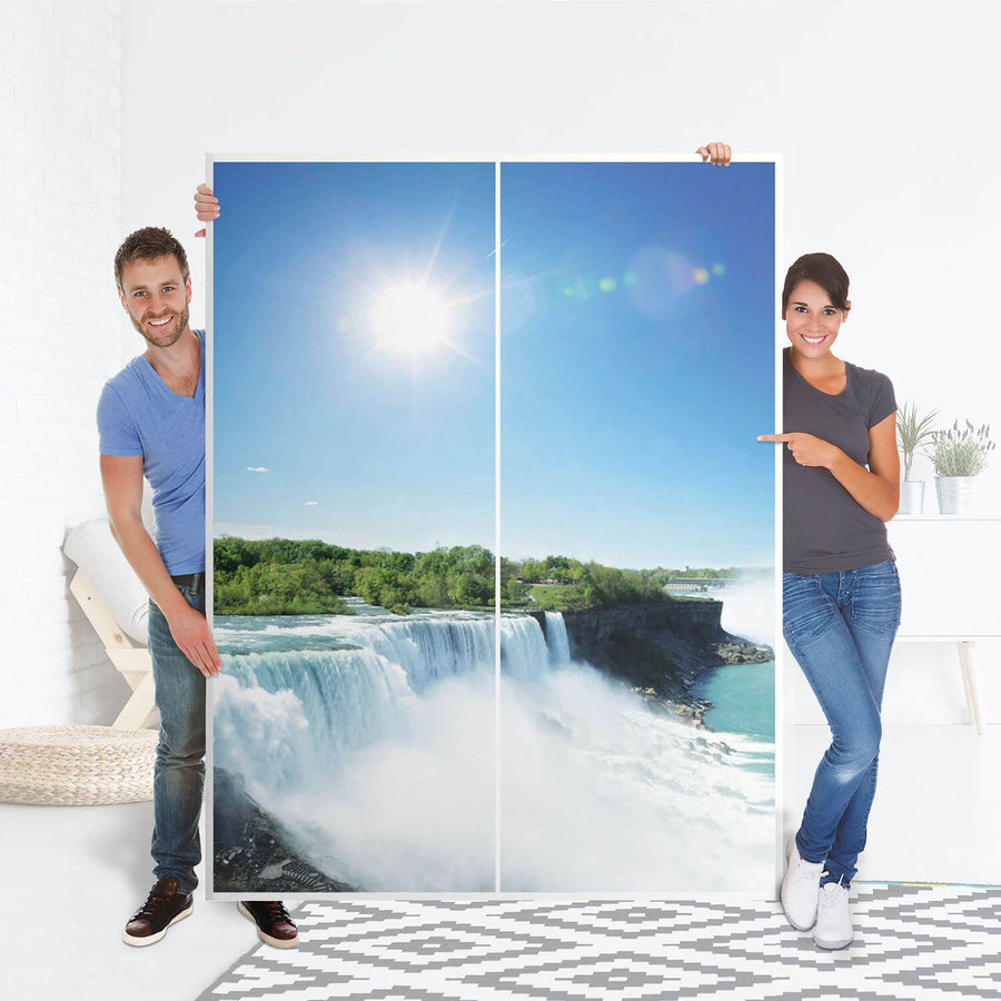 Möbel Klebefolie Niagara Falls - IKEA Pax Schrank 201 cm Höhe - Schiebetür 75 cm - Folie