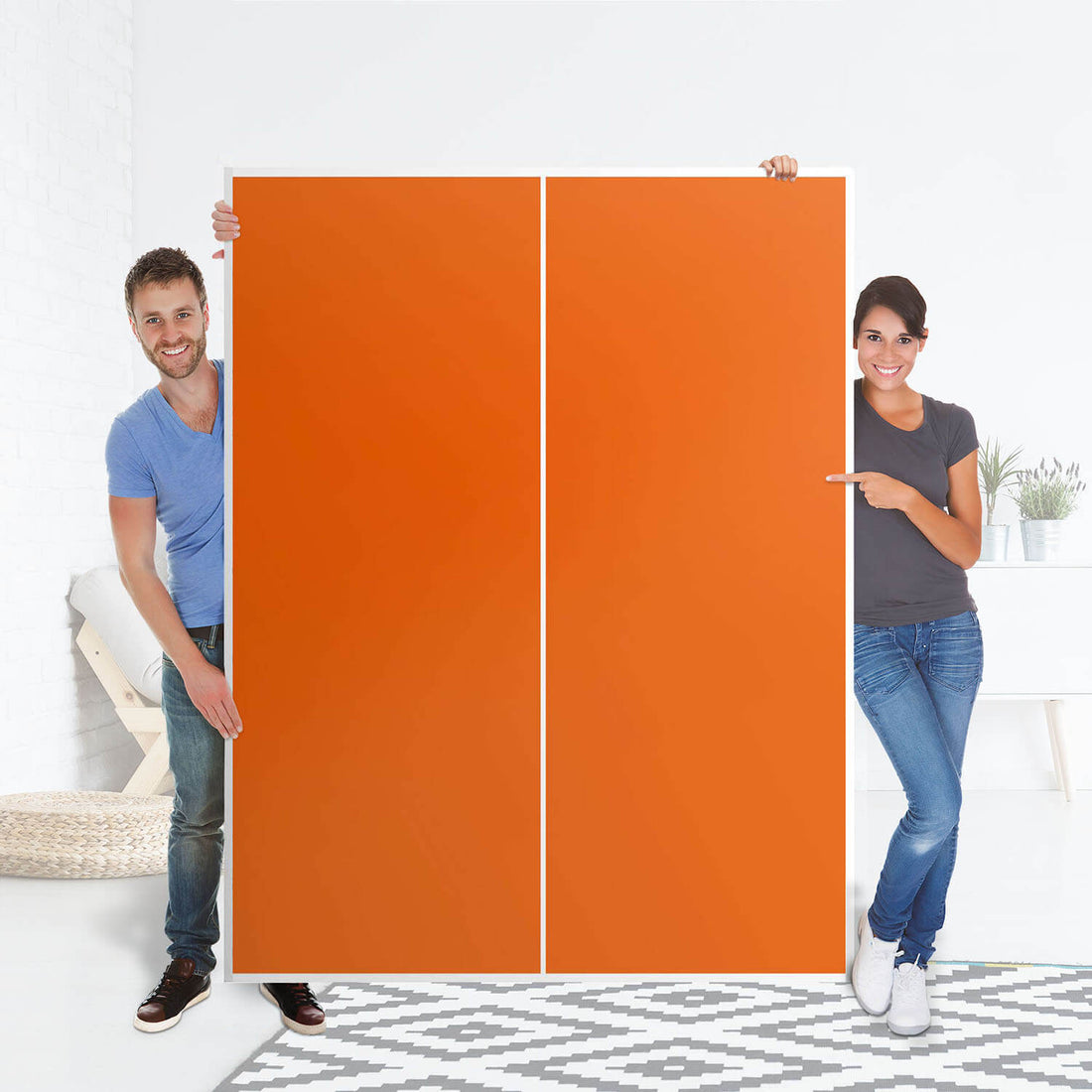 Möbel Klebefolie Orange Dark - IKEA Pax Schrank 201 cm Höhe - Schiebetür 75 cm - Folie