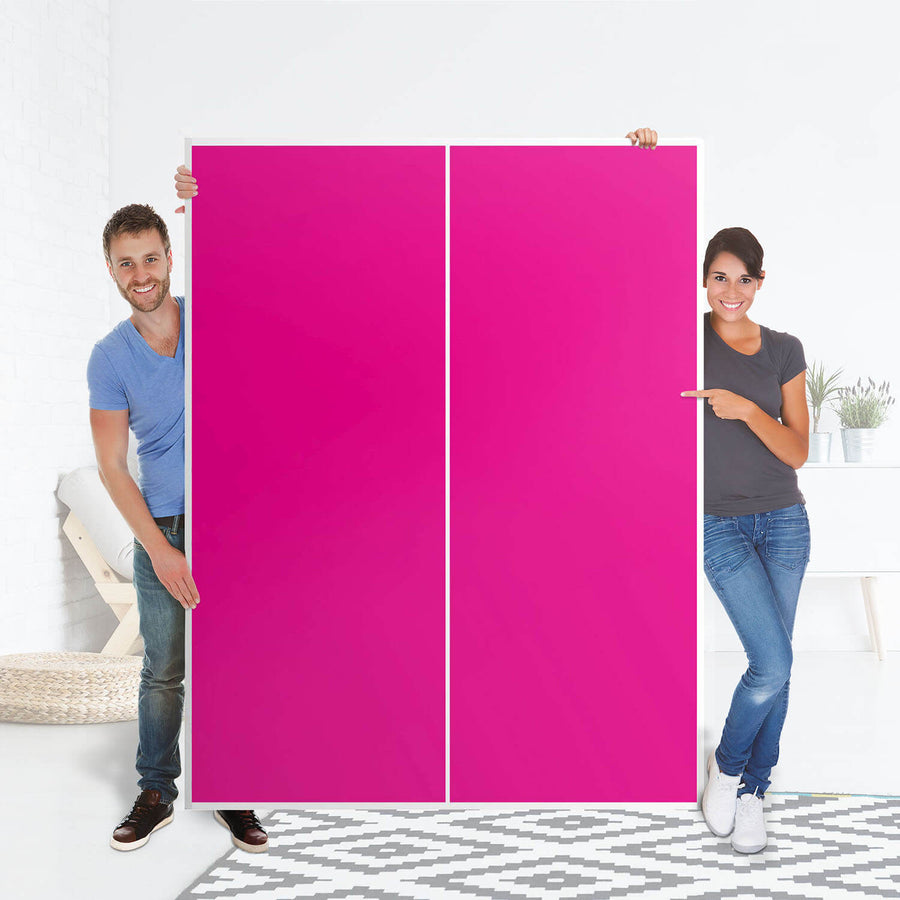 Möbel Klebefolie Pink Dark - IKEA Pax Schrank 201 cm Höhe - Schiebetür 75 cm - Folie