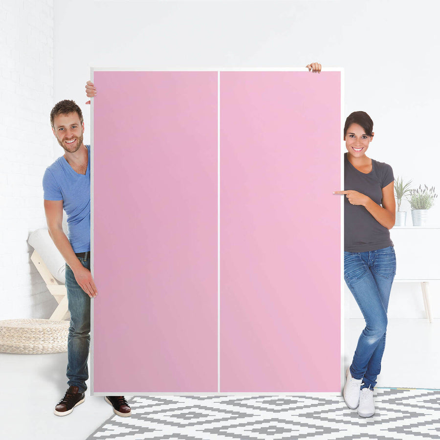 Möbel Klebefolie Pink Light - IKEA Pax Schrank 201 cm Höhe - Schiebetür 75 cm - Folie