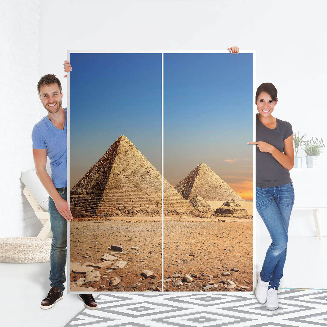 Möbel Klebefolie Pyramids - IKEA Pax Schrank 201 cm Höhe - Schiebetür 75 cm - Folie