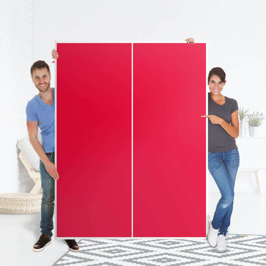 Möbel Klebefolie Rot Light - IKEA Pax Schrank 201 cm Höhe - Schiebetür 75 cm - Folie