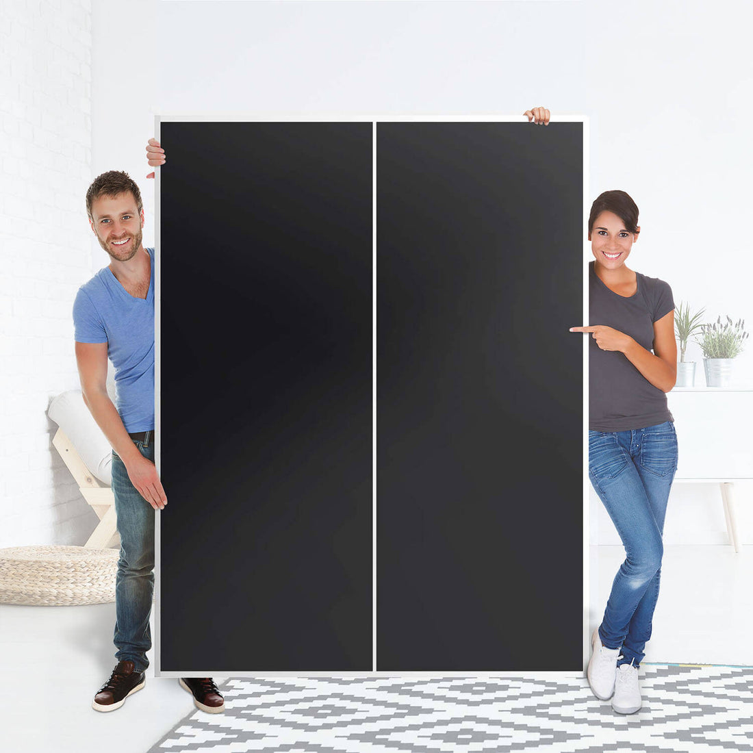 Möbel Klebefolie Schwarz - IKEA Pax Schrank 201 cm Höhe - Schiebetür 75 cm - Folie