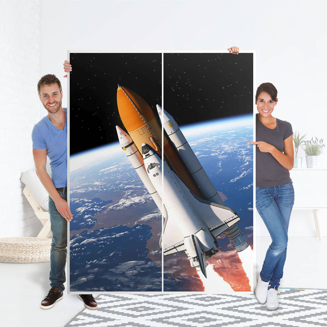 Möbel Klebefolie Space Traveller - IKEA Pax Schrank 201 cm Höhe - Schiebetür 75 cm - Folie