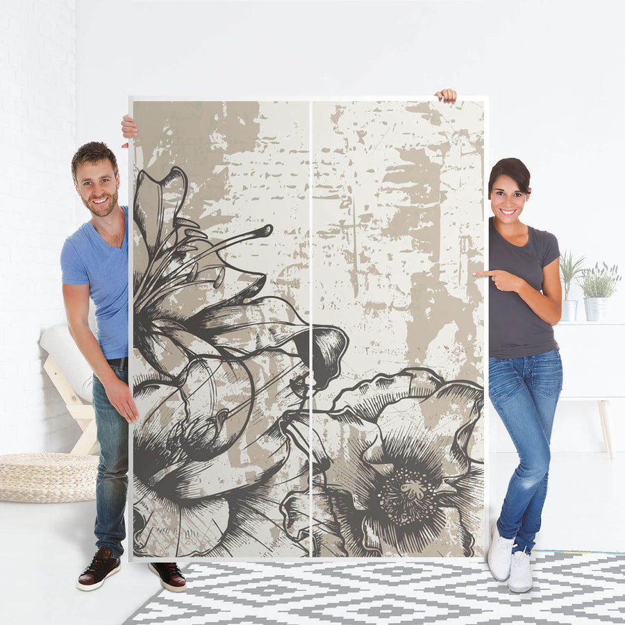 Möbel Klebefolie Styleful Vintage 1 - IKEA Pax Schrank 201 cm Höhe - Schiebetür 75 cm - Folie