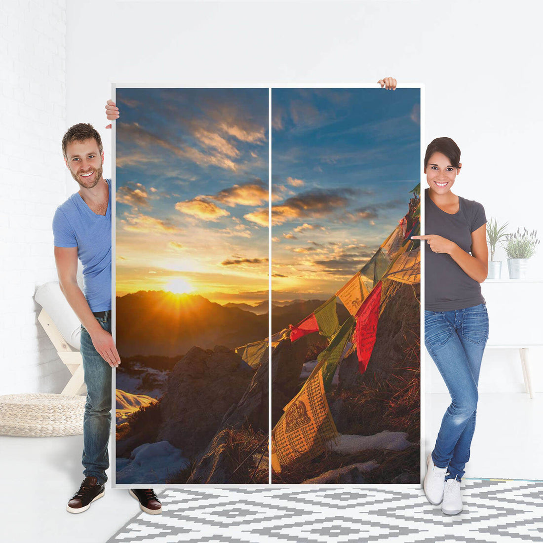 Möbel Klebefolie Tibet - IKEA Pax Schrank 201 cm Höhe - Schiebetür 75 cm - Folie