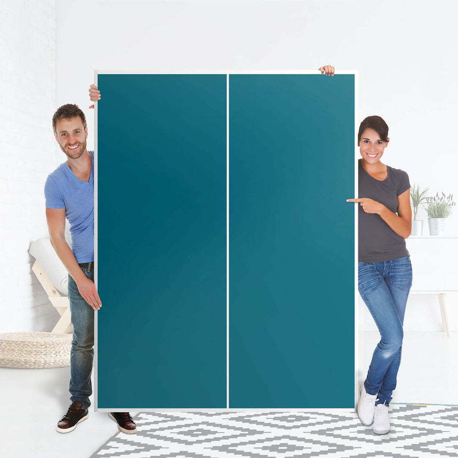 Möbel Klebefolie Türkisgrün Dark - IKEA Pax Schrank 201 cm Höhe - Schiebetür 75 cm - Folie