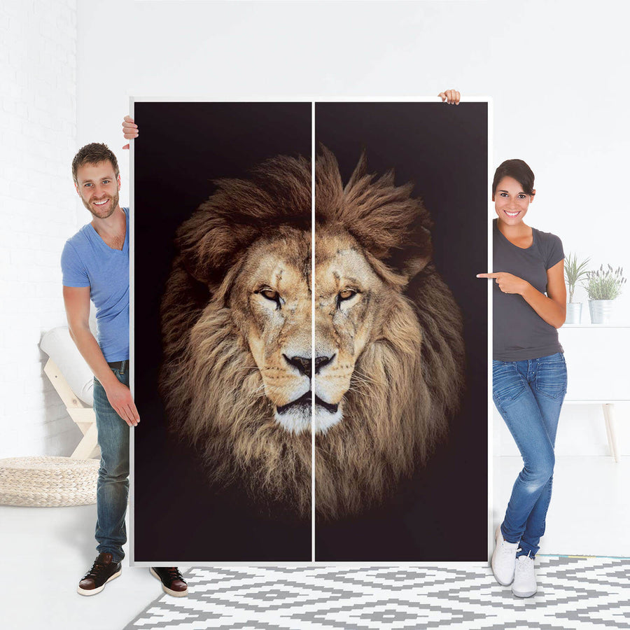 Möbel Klebefolie Wild Eyes - IKEA Pax Schrank 201 cm Höhe - Schiebetür 75 cm - Folie