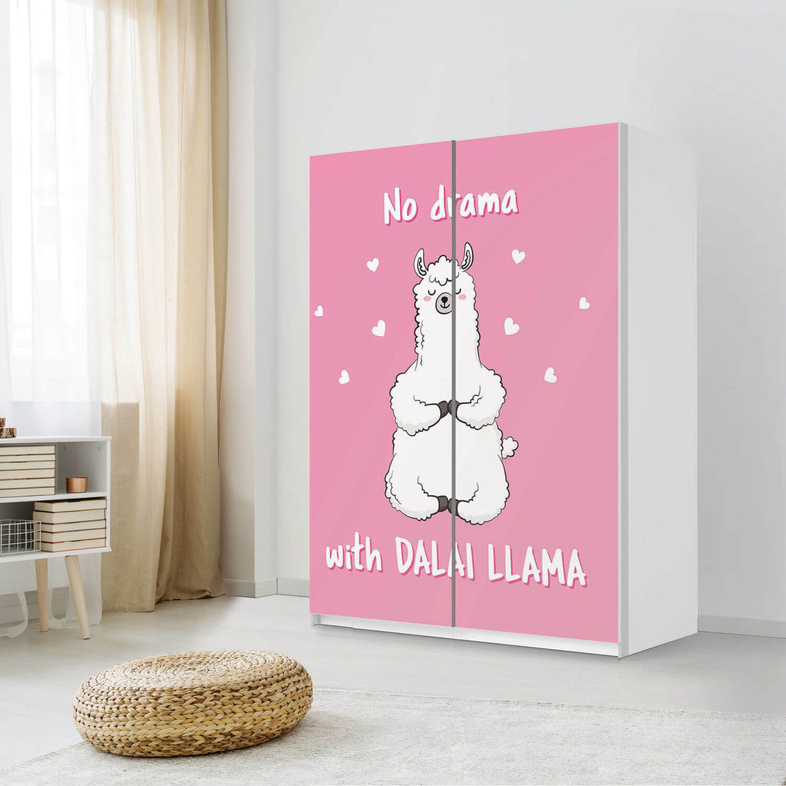 Möbel Klebefolie Dalai Llama - IKEA Pax Schrank 201 cm Höhe - Schiebetür 75 cm - Kinderzimmer