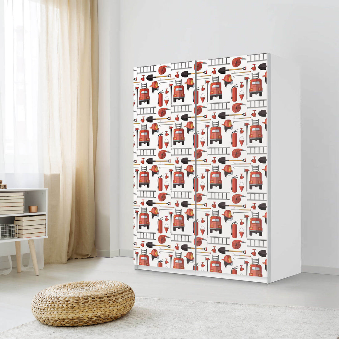 Möbel Klebefolie Firefighter - IKEA Pax Schrank 201 cm Höhe - Schiebetür 75 cm - Kinderzimmer