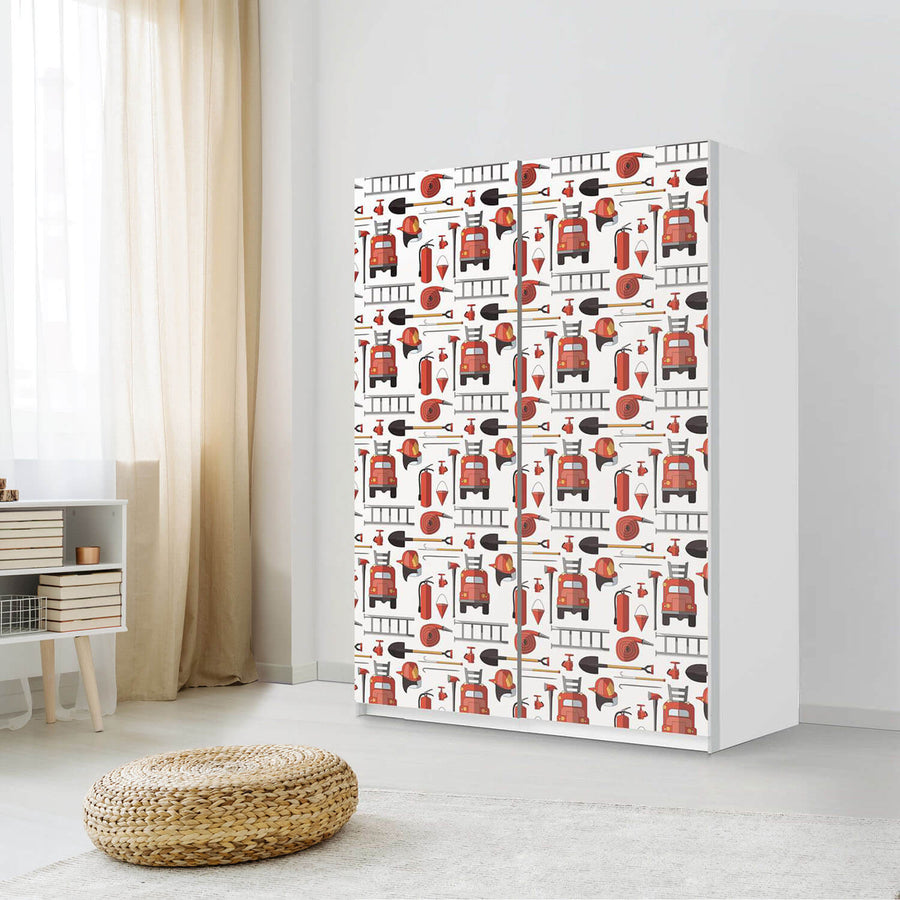Möbel Klebefolie Firefighter - IKEA Pax Schrank 201 cm Höhe - Schiebetür 75 cm - Kinderzimmer