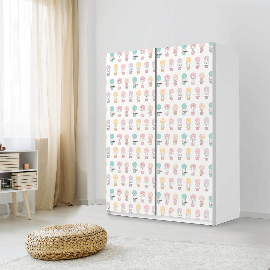 Möbel Klebefolie Flying Animals - IKEA Pax Schrank 201 cm Höhe - Schiebetür 75 cm - Kinderzimmer