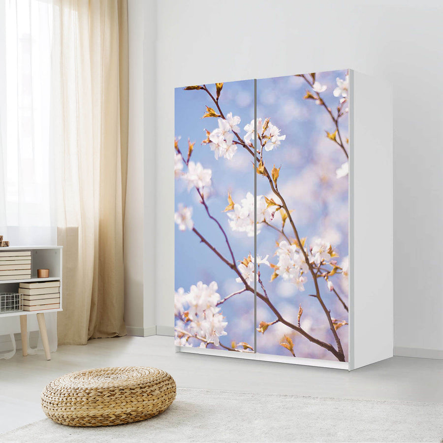 Möbel Klebefolie Apple Blossoms - IKEA Pax Schrank 201 cm Höhe - Schiebetür 75 cm - Schlafzimmer
