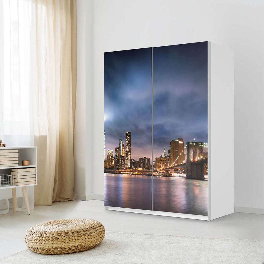 Möbel Klebefolie Brooklyn Bridge - IKEA Pax Schrank 201 cm Höhe - Schiebetür 75 cm - Schlafzimmer