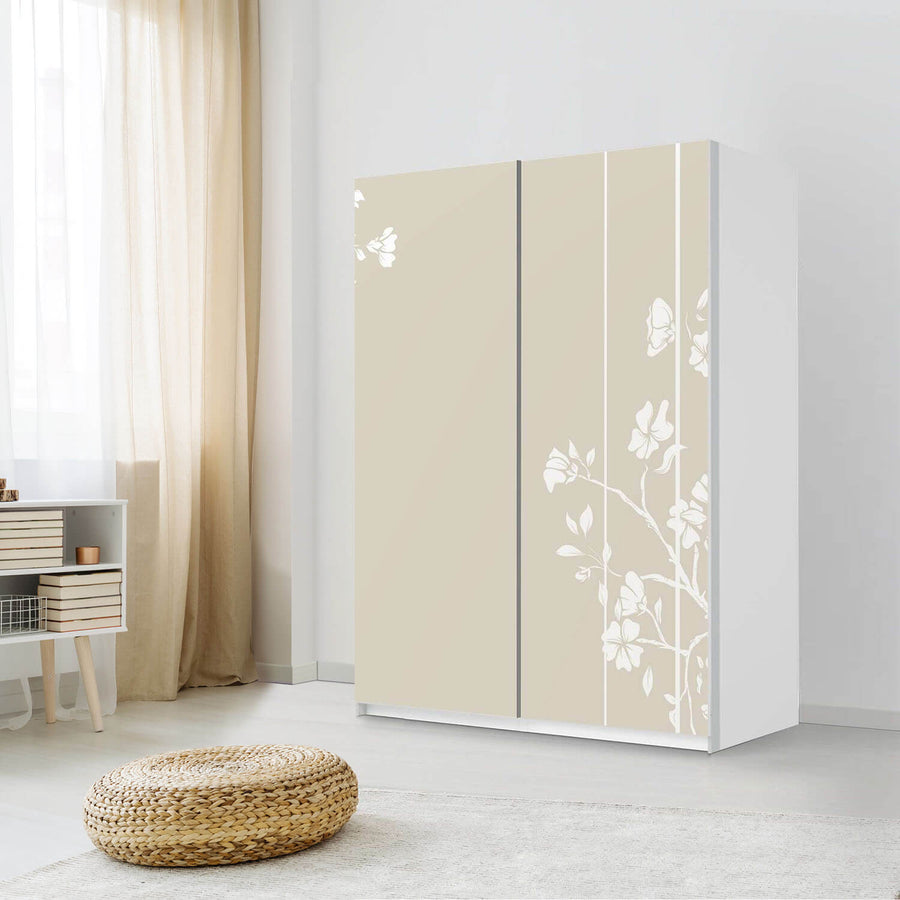 Möbel Klebefolie Florals Plain 3 - IKEA Pax Schrank 201 cm Höhe - Schiebetür 75 cm - Schlafzimmer