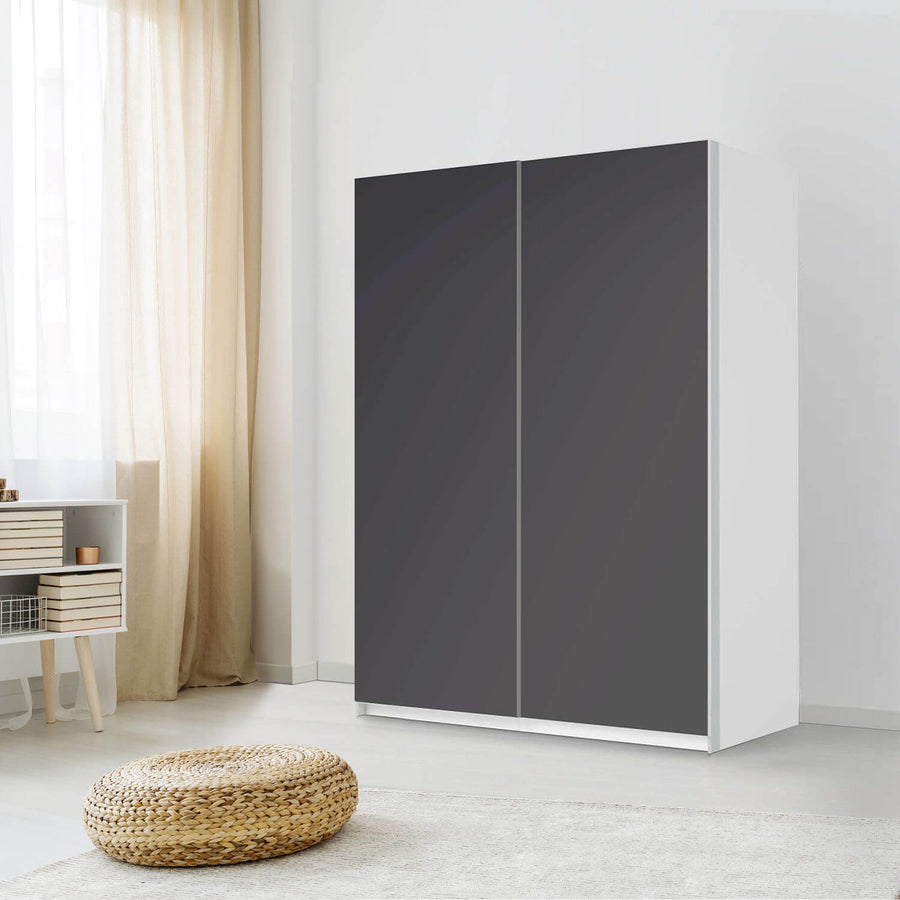 Möbel Klebefolie Grau Dark - IKEA Pax Schrank 201 cm Höhe - Schiebetür 75 cm - Schlafzimmer