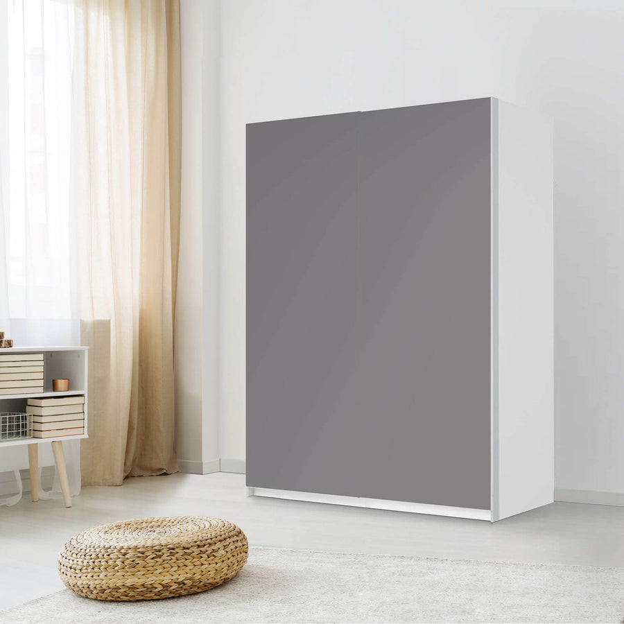 Möbel Klebefolie Grau Light - IKEA Pax Schrank 201 cm Höhe - Schiebetür 75 cm - Schlafzimmer