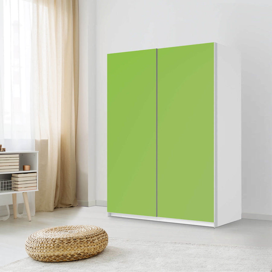 Möbel Klebefolie Hellgrün Dark - IKEA Pax Schrank 201 cm Höhe - Schiebetür 75 cm - Schlafzimmer