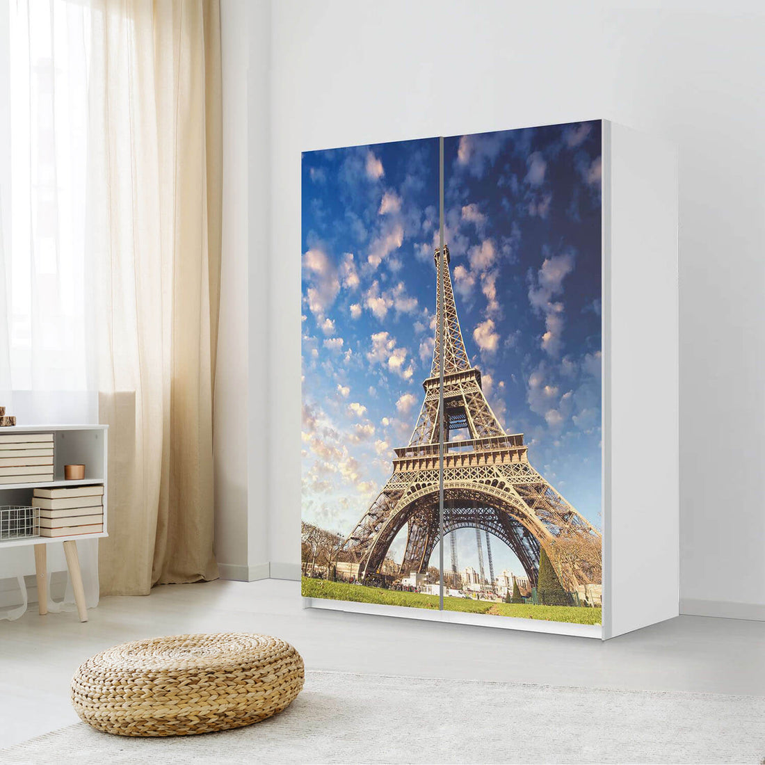 Möbel Klebefolie La Tour Eiffel - IKEA Pax Schrank 201 cm Höhe - Schiebetür 75 cm - Schlafzimmer