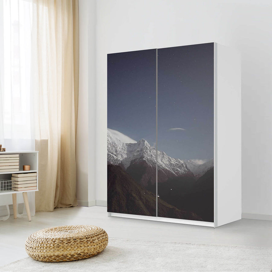 Möbel Klebefolie Mountain Sky - IKEA Pax Schrank 201 cm Höhe - Schiebetür 75 cm - Schlafzimmer