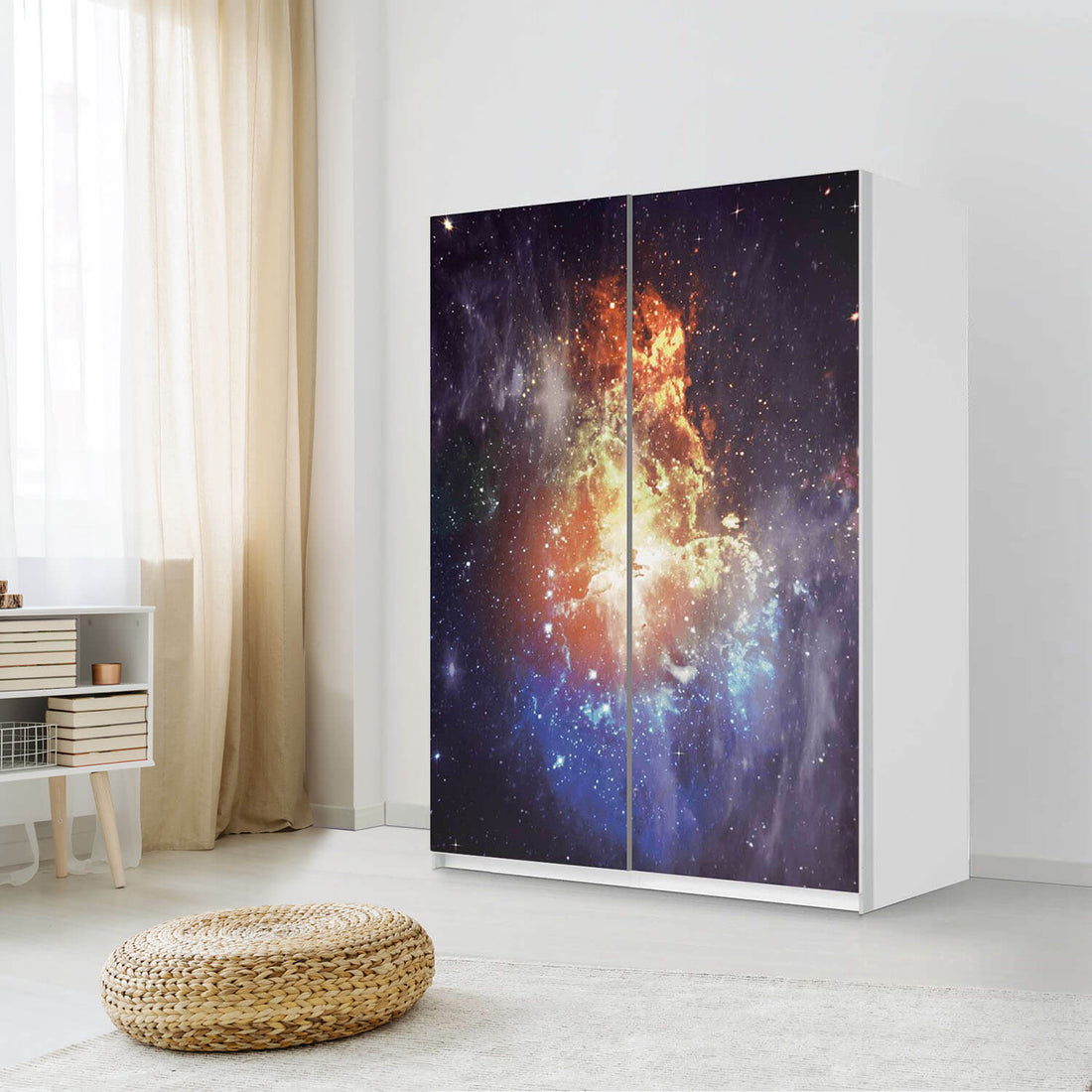 Möbel Klebefolie Nebula - IKEA Pax Schrank 201 cm Höhe - Schiebetür 75 cm - Schlafzimmer