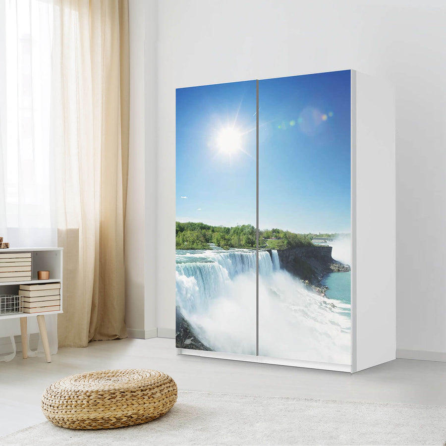 Möbel Klebefolie Niagara Falls - IKEA Pax Schrank 201 cm Höhe - Schiebetür 75 cm - Schlafzimmer