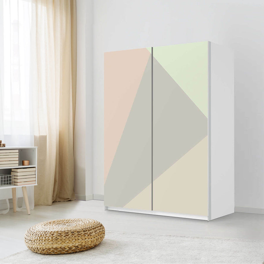 Möbel Klebefolie Pastell Geometrik - IKEA Pax Schrank 201 cm Höhe - Schiebetür 75 cm - Schlafzimmer