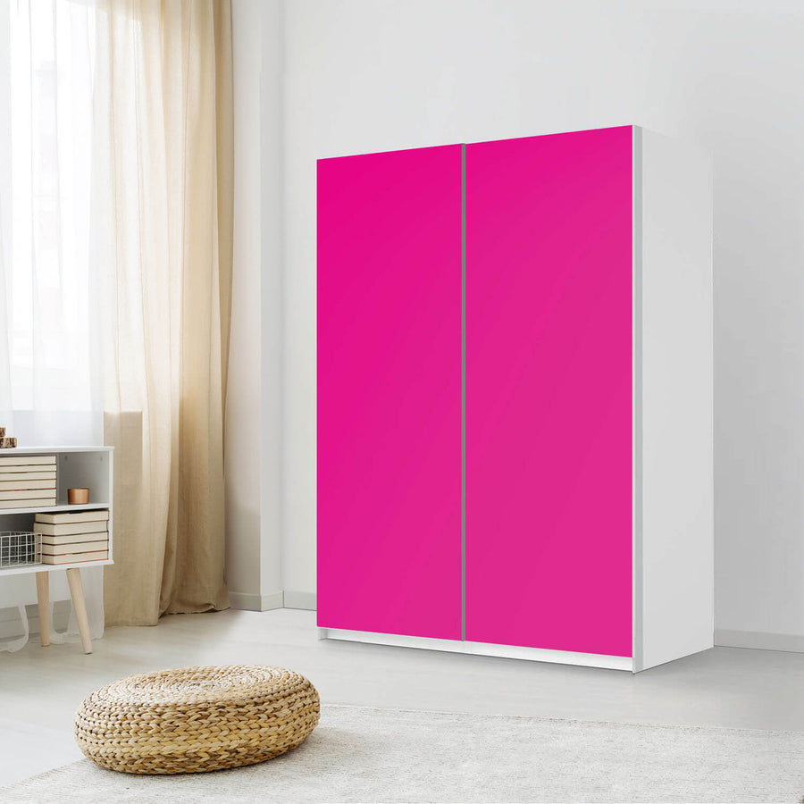 Möbel Klebefolie Pink Dark - IKEA Pax Schrank 201 cm Höhe - Schiebetür 75 cm - Schlafzimmer