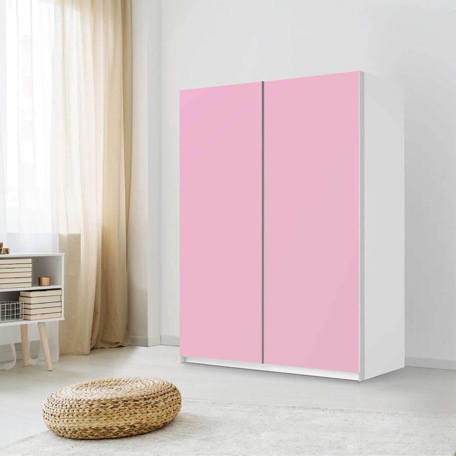 Möbel Klebefolie Pink Light - IKEA Pax Schrank 201 cm Höhe - Schiebetür 75 cm - Schlafzimmer