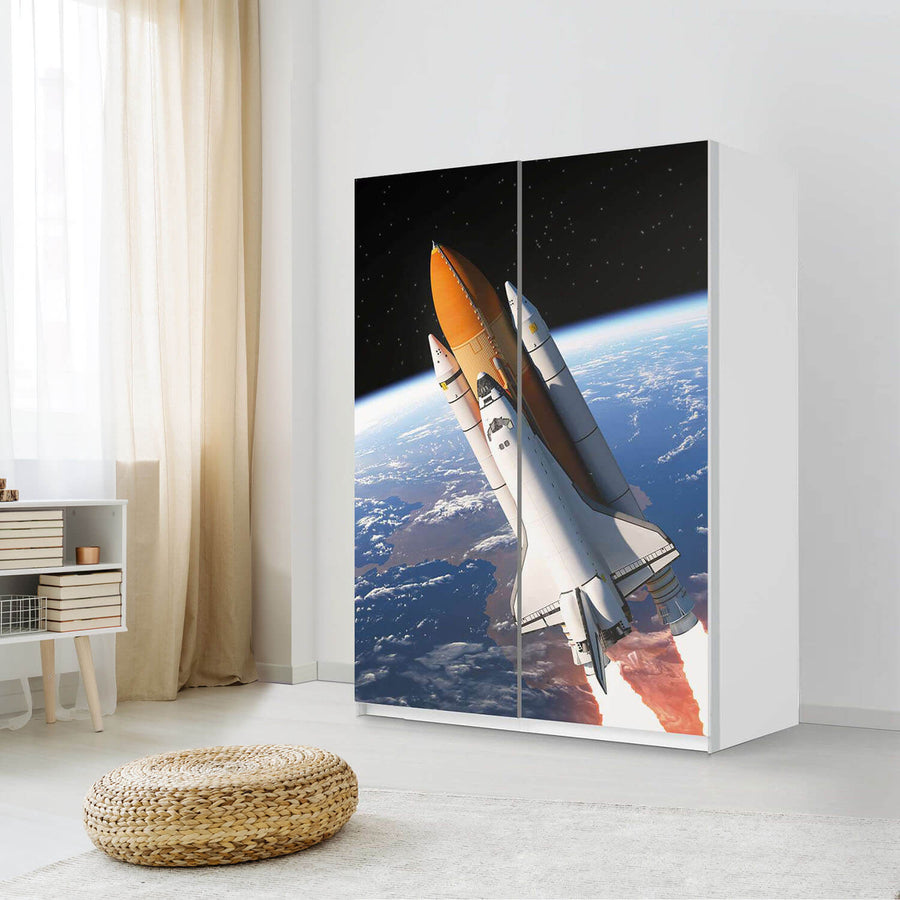 Möbel Klebefolie Space Traveller - IKEA Pax Schrank 201 cm Höhe - Schiebetür 75 cm - Schlafzimmer