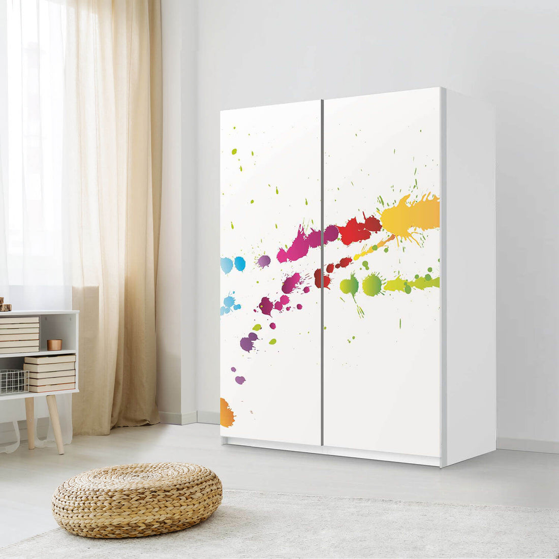 Möbel Klebefolie Splash 2 - IKEA Pax Schrank 201 cm Höhe - Schiebetür 75 cm - Schlafzimmer