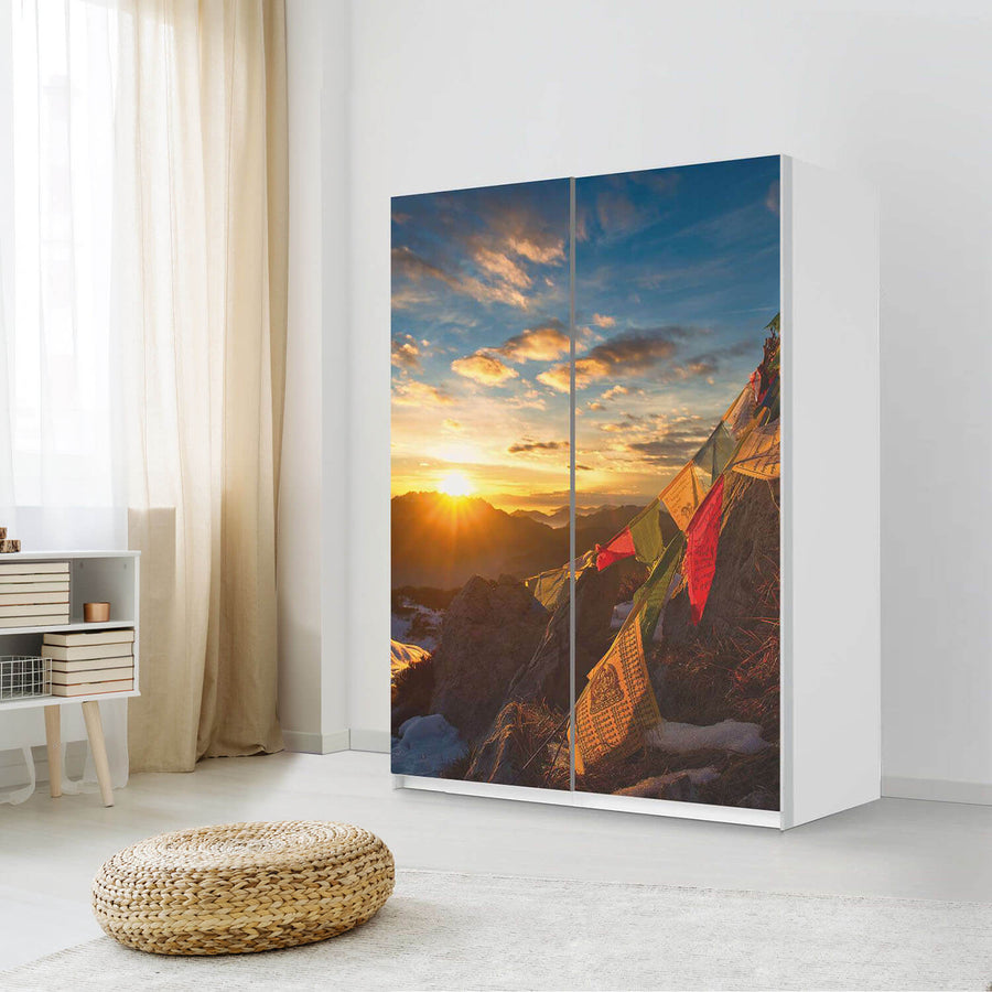 Möbel Klebefolie Tibet - IKEA Pax Schrank 201 cm Höhe - Schiebetür 75 cm - Schlafzimmer