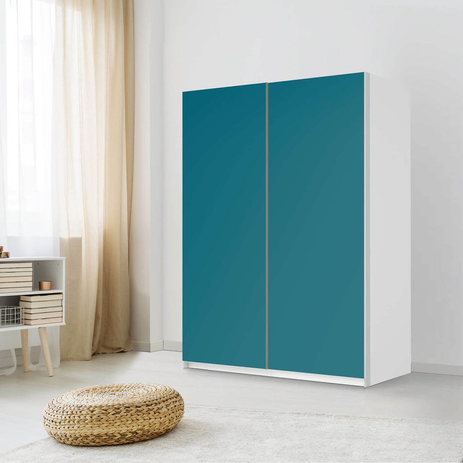 Möbel Klebefolie Türkisgrün Dark - IKEA Pax Schrank 201 cm Höhe - Schiebetür 75 cm - Schlafzimmer