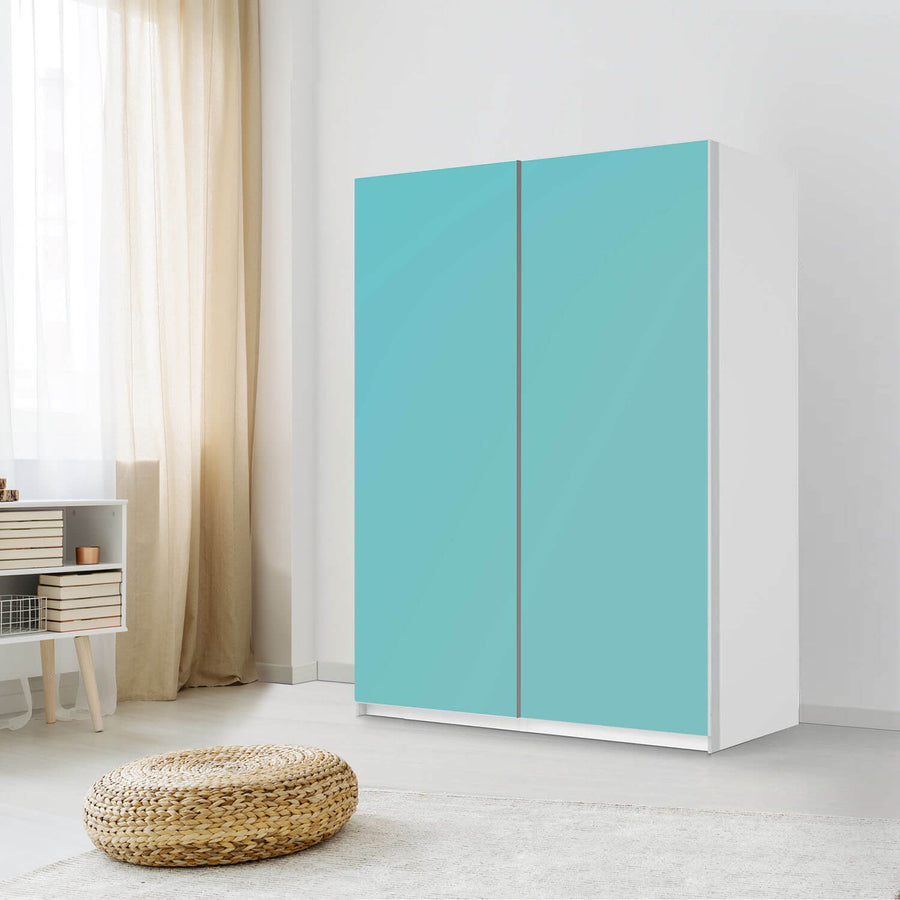 Möbel Klebefolie Türkisgrün Light - IKEA Pax Schrank 201 cm Höhe - Schiebetür 75 cm - Schlafzimmer