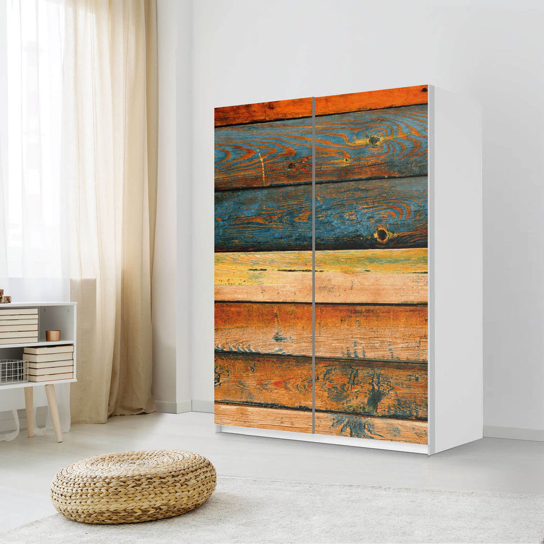 Möbel Klebefolie Wooden - IKEA Pax Schrank 201 cm Höhe - Schiebetür 75 cm - Schlafzimmer