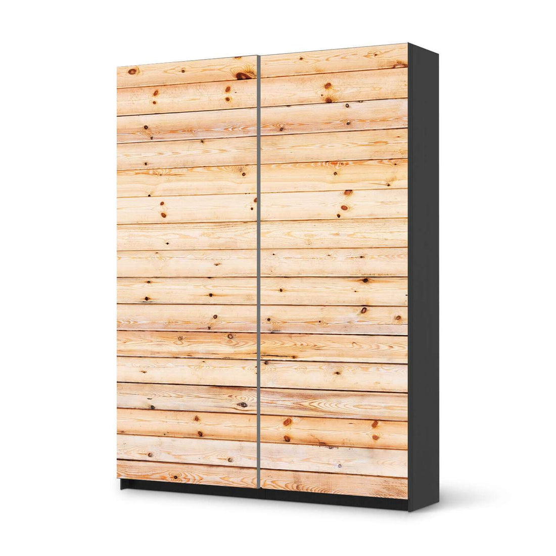 Möbel Klebefolie Bright Planks - IKEA Pax Schrank 201 cm Höhe - Schiebetür 75 cm - schwarz
