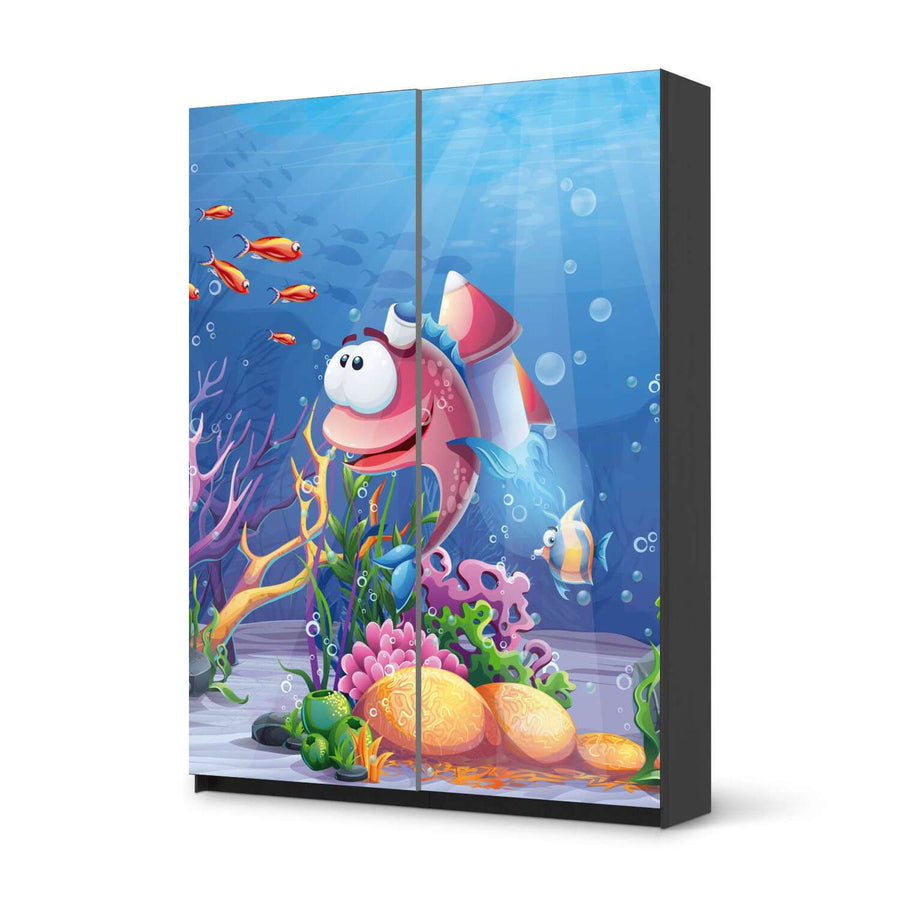 Möbel Klebefolie Bubbles - IKEA Pax Schrank 201 cm Höhe - Schiebetür 75 cm - schwarz