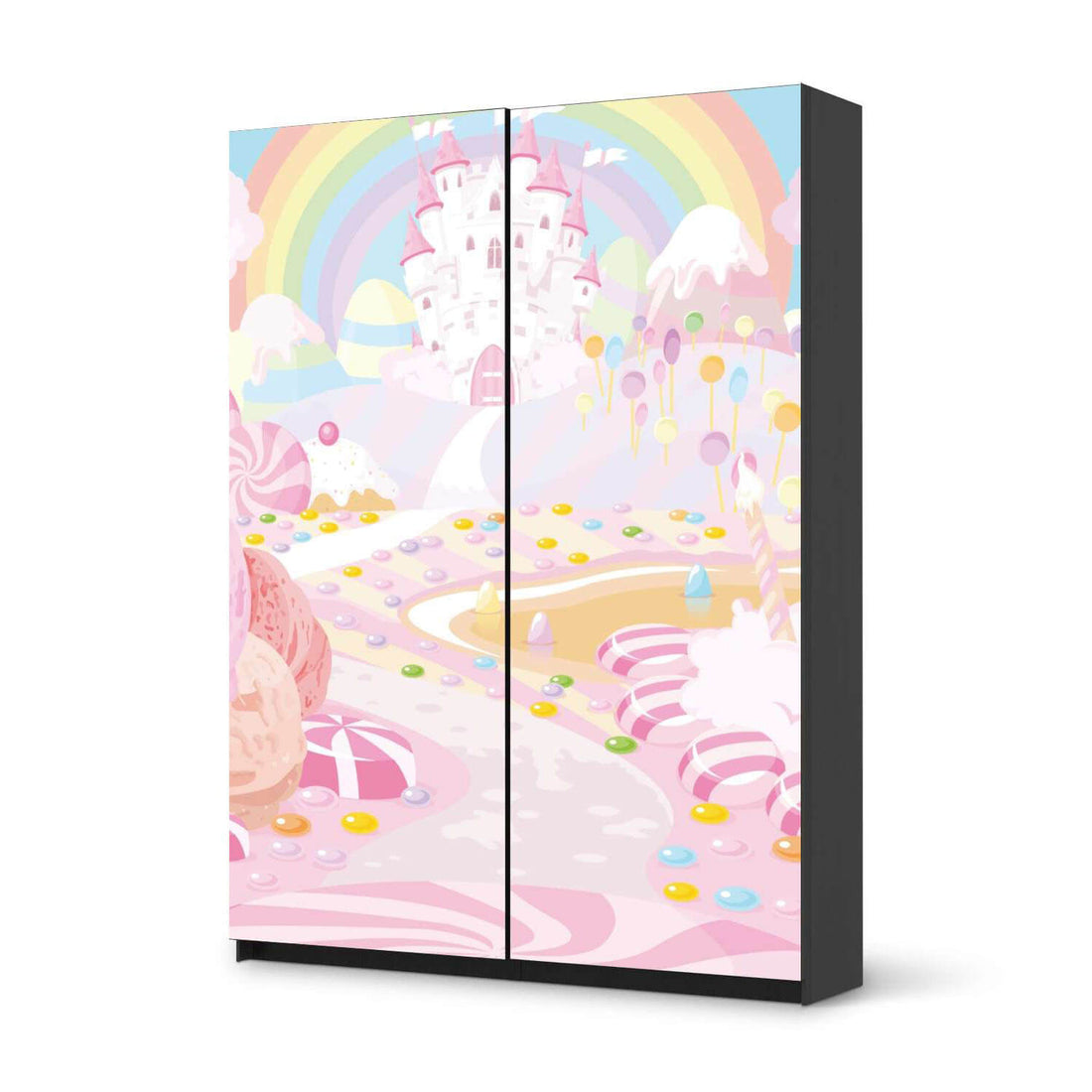 Möbel Klebefolie Candyland - IKEA Pax Schrank 201 cm Höhe - Schiebetür 75 cm - schwarz