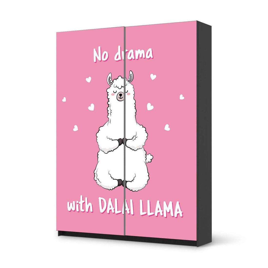 Möbel Klebefolie Dalai Llama - IKEA Pax Schrank 201 cm Höhe - Schiebetür 75 cm - schwarz